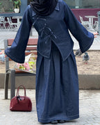 Veste asymétrique denim à noeuds